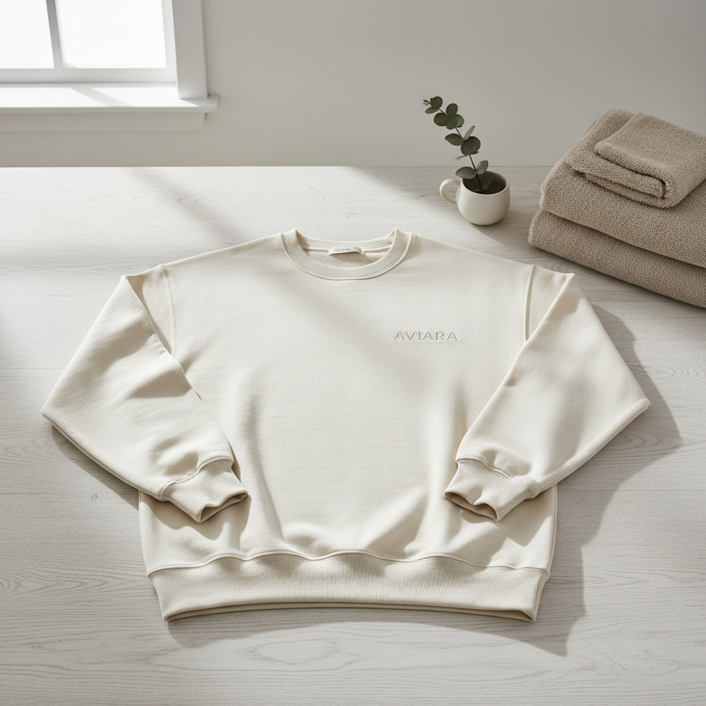 Aviara Classic Crewneck sweatshirt in neutral tone with embroidered logo